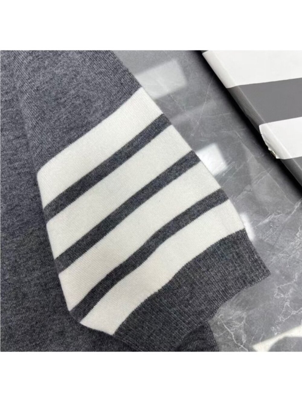 THOM BROWNE Four-Stripe Summer Knit Sweater, Crew Neck, Short Sleeve, Women's - Picture 5 of 9